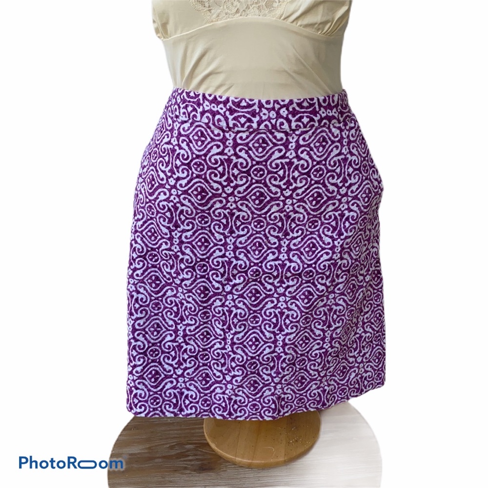 Purple White Side Zip Mini Skirt 14